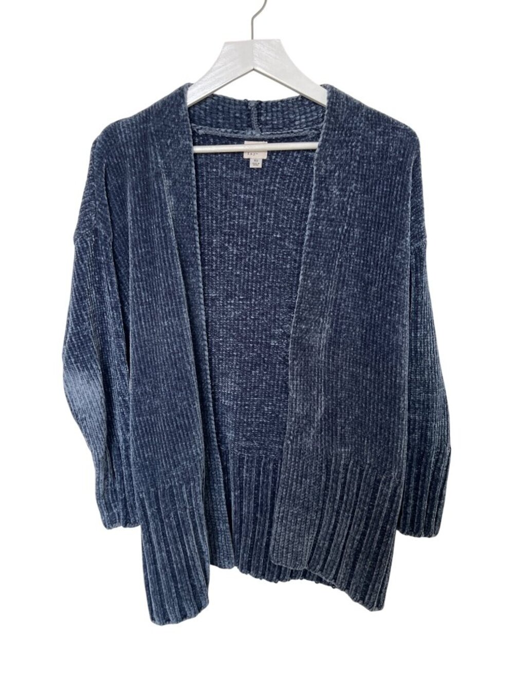 A New Day Chenille Cardigan Blue Super Soft Open Front Cozy